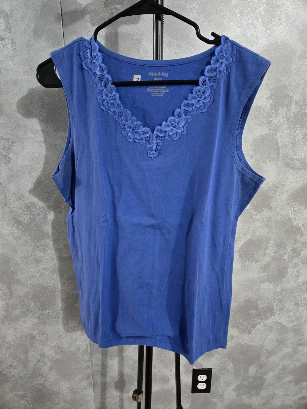 White Stag Royal Blue Lace-Trim Tank Top